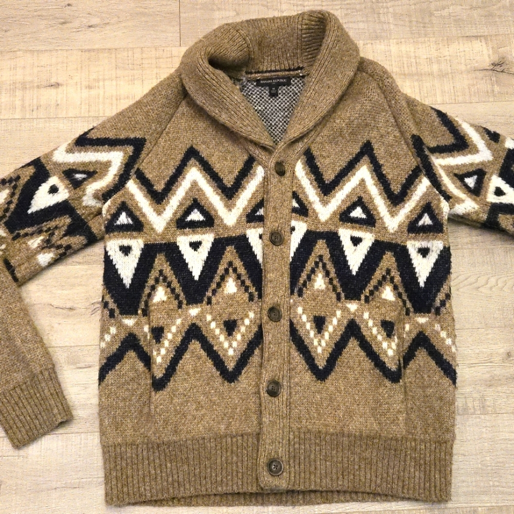 Banana Republic Fair Isle Shawl Cardigan Sweater Men's Large